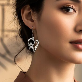 Lustro Stella wei&szlig;e Zirkonia Herz und Stern Ohrringe