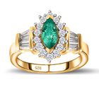 AAA Smaragd, Weißer Zirkon Ring, 925 Silber Gelbgold Vermeil (Größe 18.00) ca. 1.28 ct image number 3