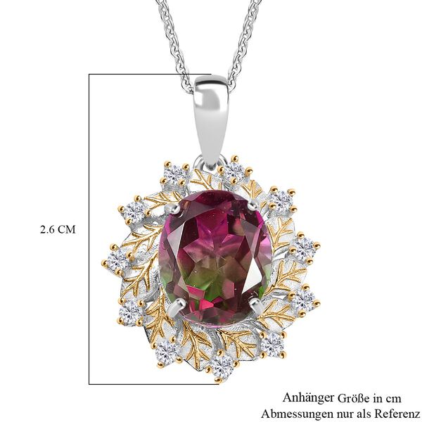 D'Joy Wassermelonen Triplett Quarz und Zirkon zweifarbiger Ring und Anhänger mit 45cm Kette image number 7
