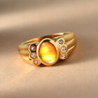 Ammolit und Zirkon Ring 925 Silber vergoldet  ca. 0,94 ct image number 1
