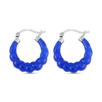 Blaue Jade Ohrringe 925 Silber rhodiniert ca. 18.50 ct