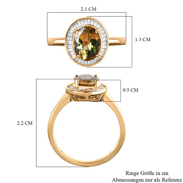 AAA Nat&uuml;rlicher goldener Tansanit und Diamant-Ring in 585 Gold - 1,92 ct. image number 7