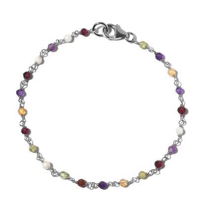 Mehrfarbig Edelsteine Armband ca. 19 cm 925 Silber rhodiniert ca. 6,00 ct.