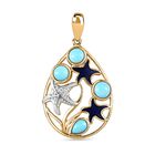 AA Sleeping Beauty Türkis Anhänger 925 Silber Gelbgold Vermeil ca. 1,25 ct.