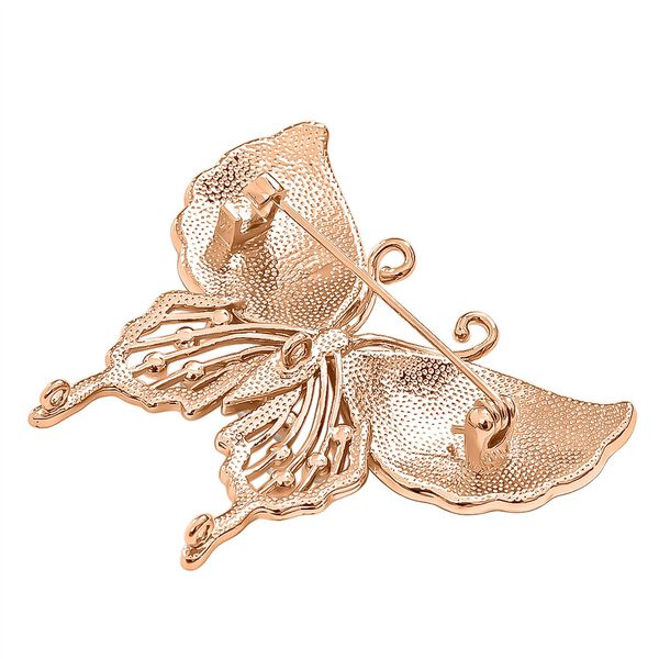  LA MAREY signature 100% silk scarf, "Silk pearl butterfly brooch Material: Silk & alloy  color: rose red Size:" image number 9