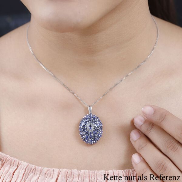 Tansanit, Wei&szlig;er Zirkon Anh&auml;nger, 925 Silber platiniert ca. 6.28 ct image number 2