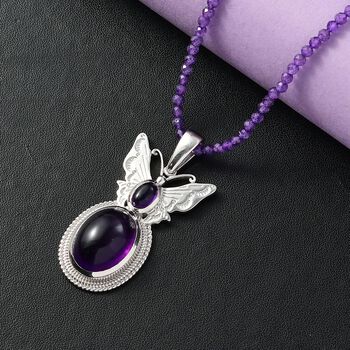 AAA Afrikanischer Amethyst Anh&auml;nger mit 50cm Kette - 42,50 ct.