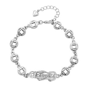 Nickelfreies Messing Armband ca. 18 cm + 2.5 cm Extender, ca. 13,50g, Silberfarben