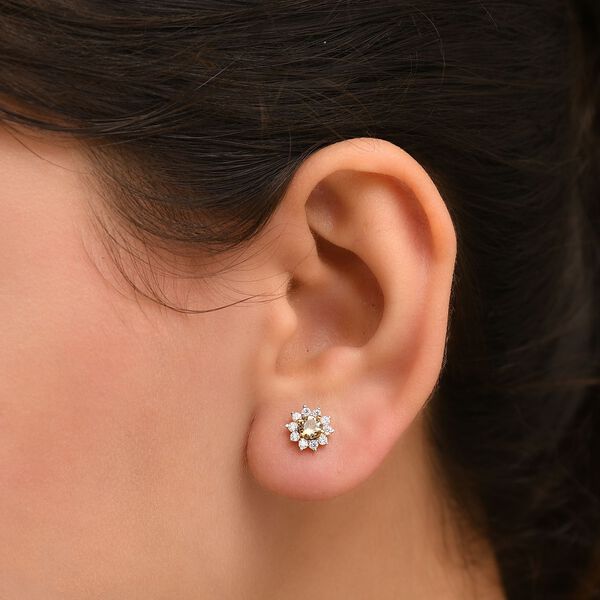 AA Natürliche goldene Tansanit und Moissanit Ohrringe - 0,84 ct. image number 3