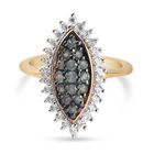 Alexandrit und Zirkon Cluster Ring 925 Silber Gelbgold Vermeil image number 0