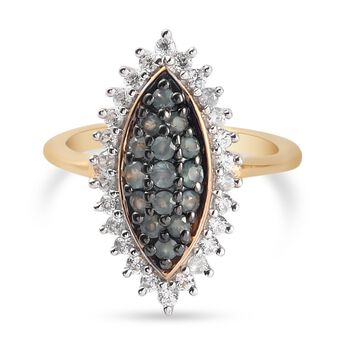 Alexandrit und Zirkon Cluster-Ring, 925 Silber Gelbgold Vermeil (Gr&ouml;&szlig;e 16.00) ca. 1,03 ct