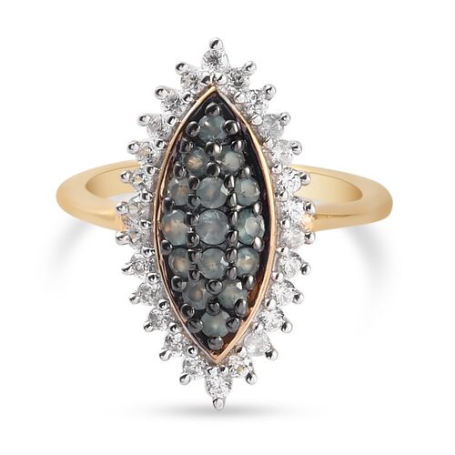 Alexandrit und Zirkon Cluster Ring 925 Silber Gelbgold Vermeil image number 0