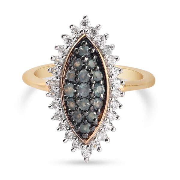 Alexandrit und Zirkon Cluster Ring 925 Silber Gelbgold Vermeil