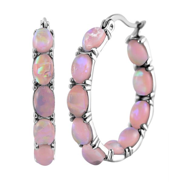 Rosa simulierte Opal-Inside-Out-Creolen image number 0