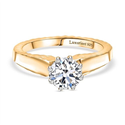 Lab Grown Diamant SI Ring 925 Silber 750 Gelbgold Vermeil (Größe 18.00) ca. 1,00 ct image number 0