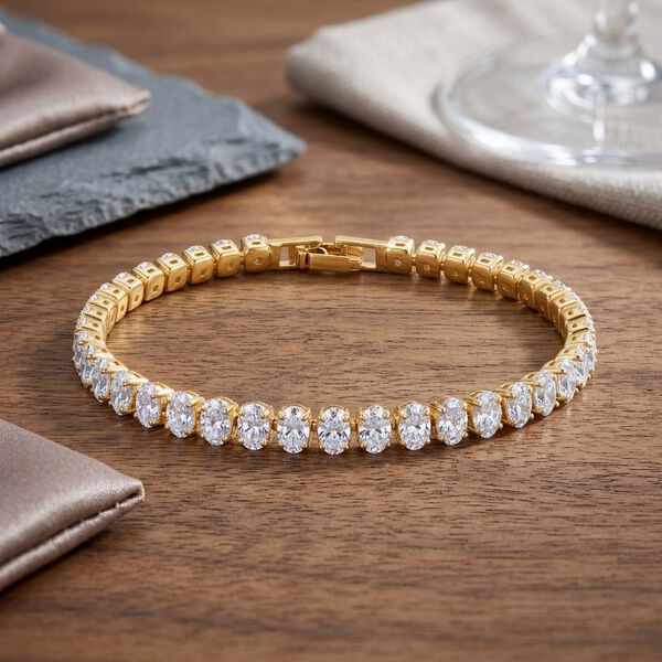 Wei&szlig;er Zirkonia Armband ca. 19 cm Nickelfreies Messing 10.00 ct image number 1