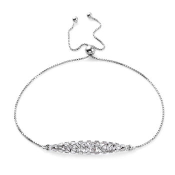 Diamant Bolo Armband ca. 25 cm 925 Silber platiniert ca. 0,50 ct