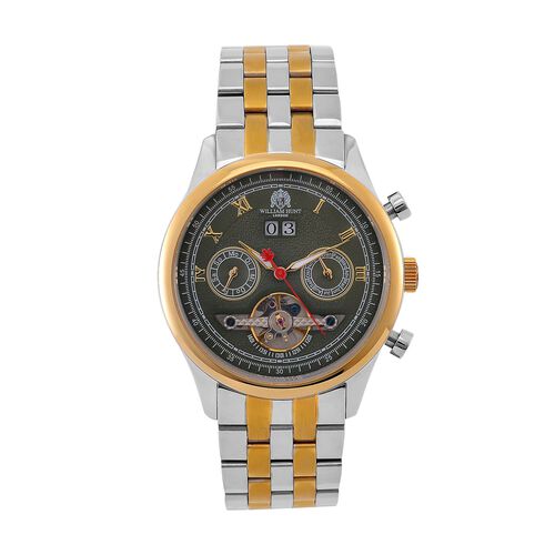 WILLIAM HUNT zweifarbige, wasserdichte Uhr mit Automatikwerk und grünem Zifferblatt, 20cm image number 0