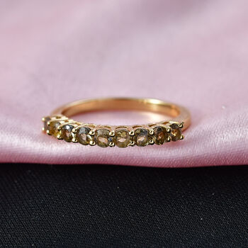 D'Joy AA Nat&uuml;rlicher goldener Tansanit Ring 925 Silber 750 Gelb Vergoldet (Gr&ouml;&szlig;e 20.00) ca. 0,50 ct