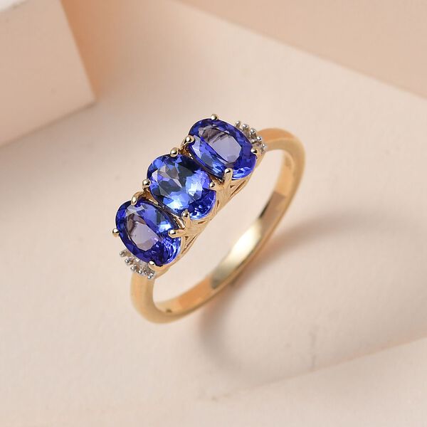 AAA Tansanit und Diamant Ring in 585 Gelbgold - 2,02 ct. image number 9