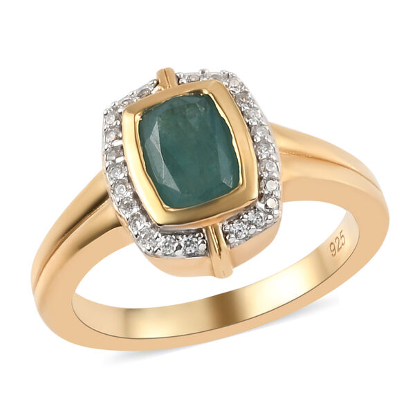 Blaugrüner Grandidierit und Zirkon Ring 925 Silber vergoldet  ca. 1,20 ct image number 4