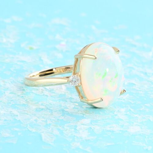 LUXORO AAA Natürlicher. äthiopischer Welo Opal und Diamant Ring in 585 Gold - 3,60 ct. image number 1