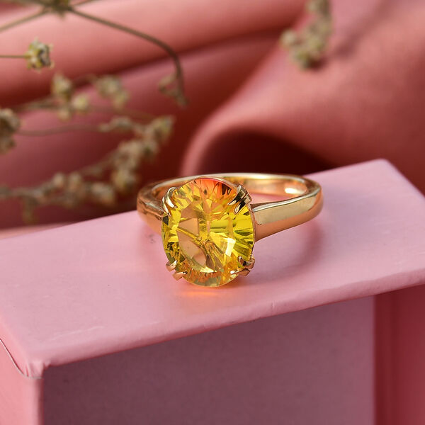 D'Joy Sphaleros Quarz Ring 925 Silber 750 Gelb Vergoldet (Gr&ouml;&szlig;e 20.00) ca. 5,19 ct image number 2