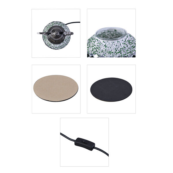 Handgefertigte orientalische Mosaik Glas Tischlampe - Weinkrug Form, Gr&ouml;&szlig;e 12x38 cm, Silber und Gr&uuml;n image number 7