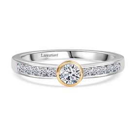 LUXURIANT DIAMOND - Lab Grown Diamant SI-GH Ring 925 Silber Rhodiniert und 750 Gelbgold Vermeil (Größe 18.00) ca. 0.50 ct