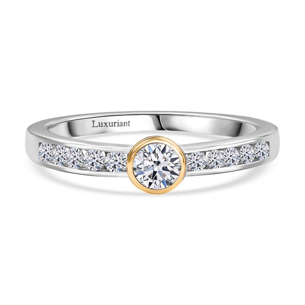 LUXURIANT DIAMOND - Lab Grown Diamant SI-GH Ring 925 Silber Rhodiniert und 750 Gelbgold Vermeil (Größe 18.00) ca. 0.50 ct image number 0