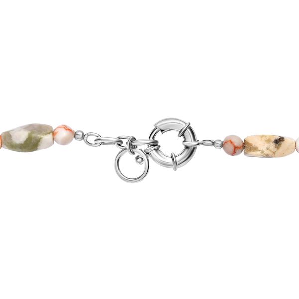 Rosa Web Jaspis Halskette ca. 50 cm Nickelfreies Messing platiniert ca. 200.00 ct image number 5