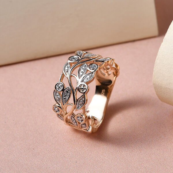 ALLORO ros&eacute;vergoldeter Silberring mit Diamantakzenten image number 2