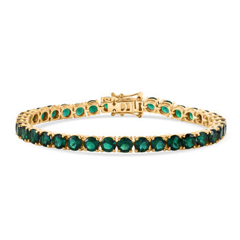 LUXURIANT DIAMOND - AAA Lab Grown Smaragd Armband ca. 19 cm 925 Silber 750 Gelbgold vermeil ca. 17,03 ct.