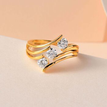 Moissanit Ring, 925 Silber Gelbgold Vermeil - 0,68 ct.