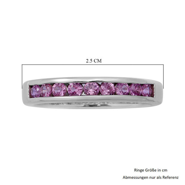 Rosa Saphir Half Eternity Band Ring 925 Silber Platin-Überzug image number 5