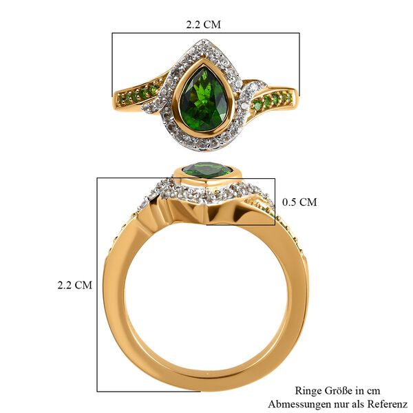 Natürlicher Chromdiopsid und weißer Zirkon-Ring, 925 Silber vergoldet  ca. 1,09 ct image number 8