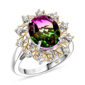 D'Joy Wassermelonen Triplett Quarz und Zirkon zweifarbiger Ring - 4,17 ct.