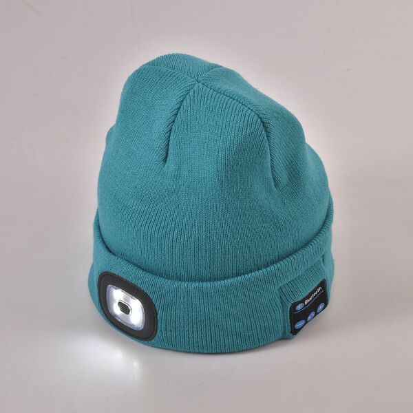 Strickm&uuml;tze mit Bluetooth und eingebautem LED-Licht, T&uuml;rkis image number 2