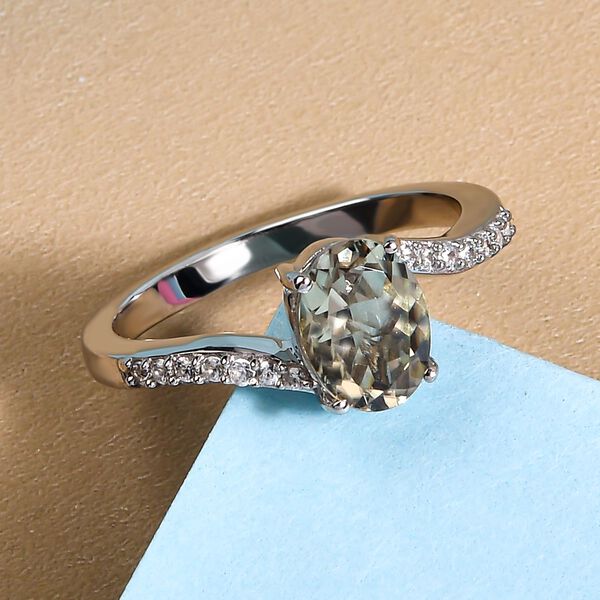 AAA Turkizit und weißer Zirkon-Ring, 925 Silber platiniert  ca. 1,49 ct image number 2