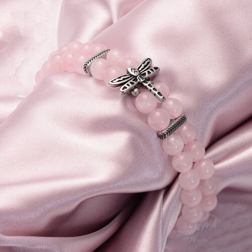 Rosenquarz Libellen-Armband, 18 cm, Edelstahl ca. 100,00 ct image number 1
