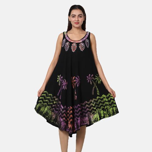 Luftiges Sommerkleid, 100% Viskose, One Size, Palmenmuster, Schwarz image number 0