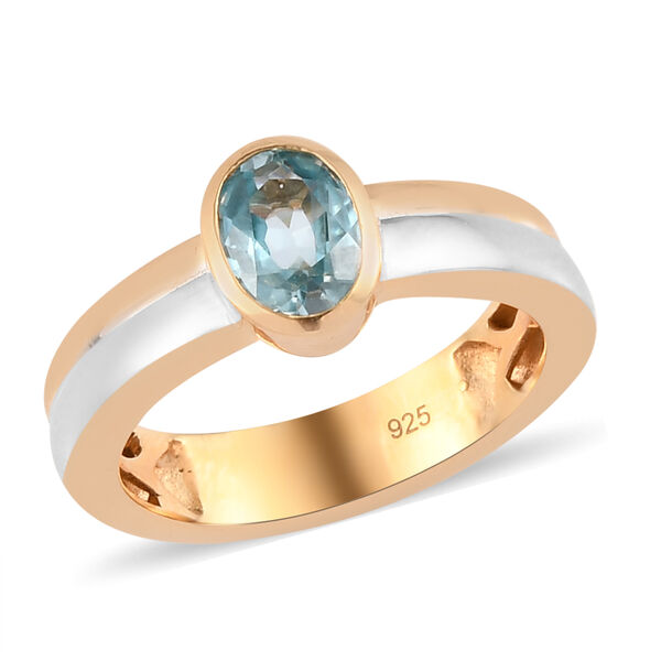Kambodschanischer blauer Zirkon Ring 925 Silber Bicolor  ca. 1,17 ct image number 4