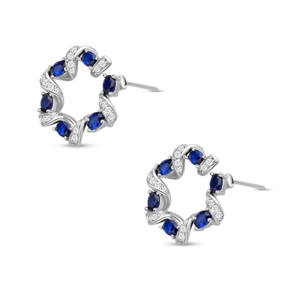 Blaue und weiße Zirkonia-Ohrringe image number 4