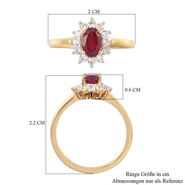 Afrikanisher Rubin(Fissure gef&uuml;llt) und Zirkon Ring 925 Silber vergoldet image number 7