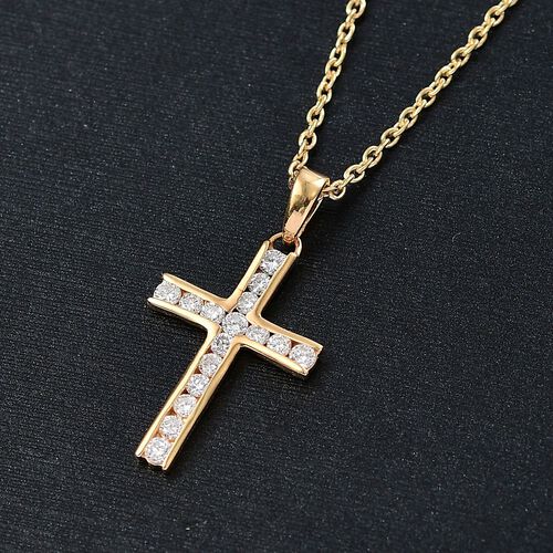LUXURIANT SI-GH Labor Diamant Anhänger mit 45cm Kette, 925 Silber 750 Gelbgold Vermeil - 0,51 ct. image number 2