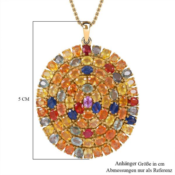 Mehrfarbiger Saphir Anh&auml;nger mit Kette, Gelbgold Vermeil, ca. 18,15 ct. image number 4