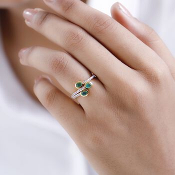 AA Kagem sambischer Smaragd und Zirkon Ring - 0,85 ct.