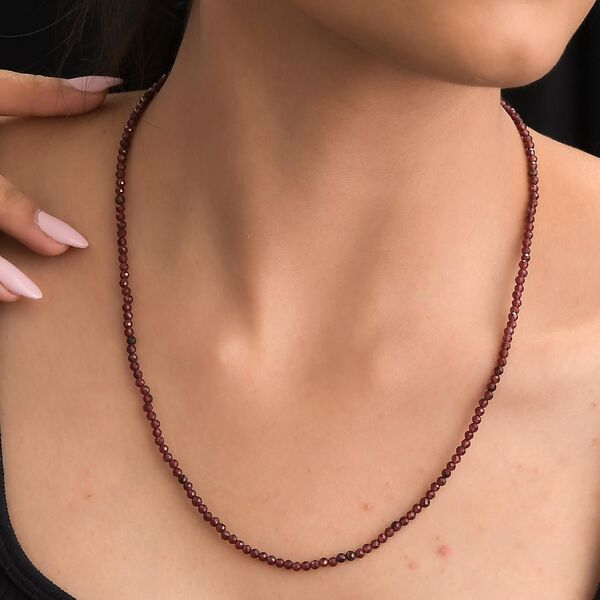 Rhodolith Granat Halskette, ca. 45 cm, 925 Silber ca. 40,70 ct image number 2