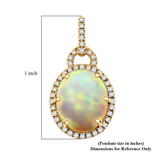 Zertifiziert und gepr&uuml;ft AAA Nat&uuml;rlicher, &auml;thiopischer Welo Opal und Diamant Anh&auml;nger in 417 Gold - 3,60 ct. image number 4