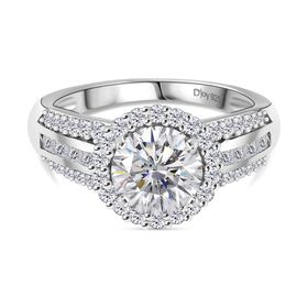 D’joy Moissanit Ring 925 Silber rhodiniert (Größe 18.00) ca. 2,16 ct